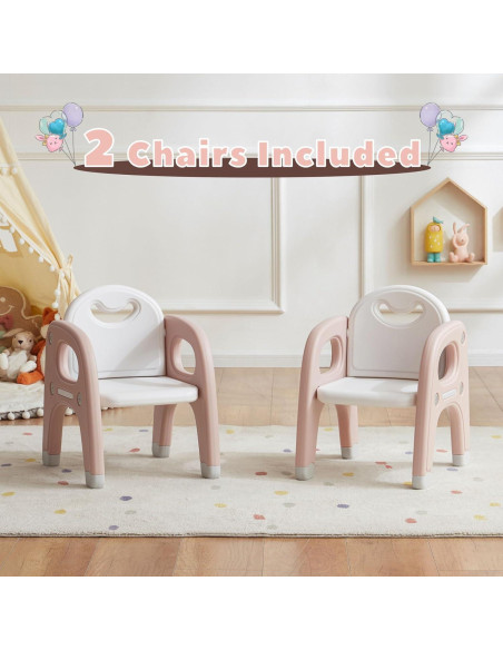 Juego de Mesa y 2 Sillas Montessori GITAWUSA Rosa 80x50 cm