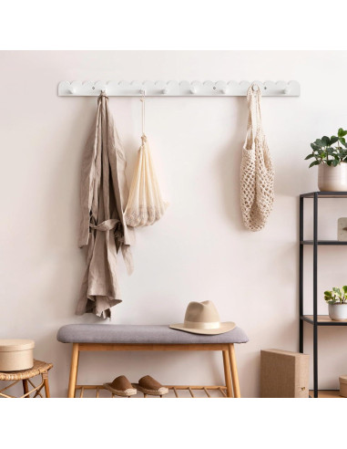 Percheros de Pared Leinuosen 2 Piezas Blanco 8 Ganchos