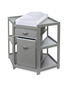 Mesa de Cambio para Bebés Badger Basket - Esquina Gris con Cesto
