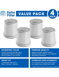 Filtro Fette para Aspiradora Black & Decker FHV1200 - 4 Pzs 2