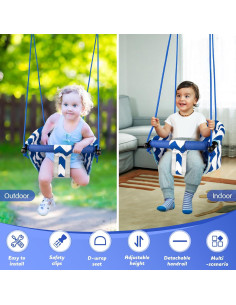 Columpio para Niños Shker Azul - Asiento Seguro y Ajustable 2