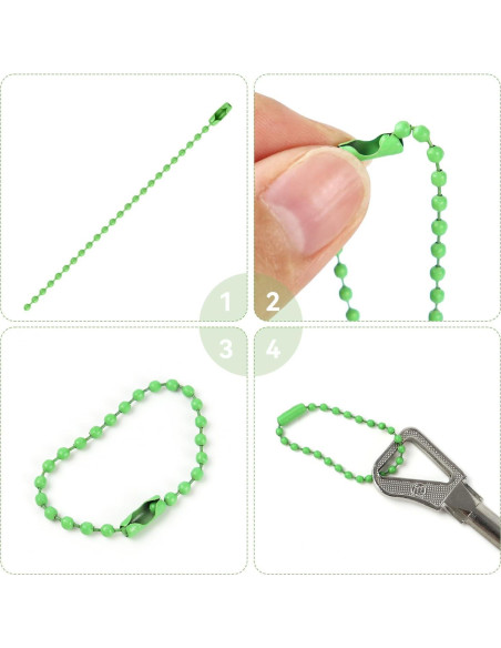 Cadena de Bolas de Metal Yuntop 200 Pcs 10 cm 2.4 mm DIY