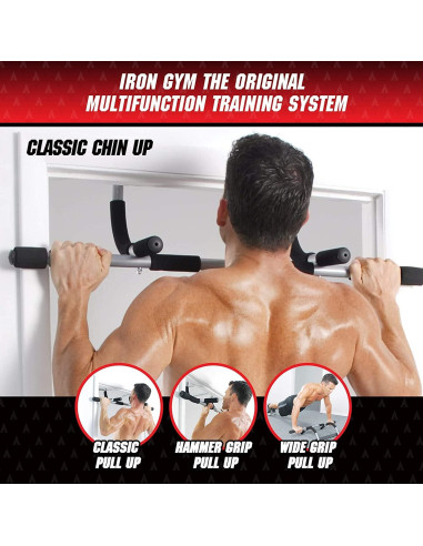 Barra de Dominadas Iron Gym Original Ajustable para Puerta