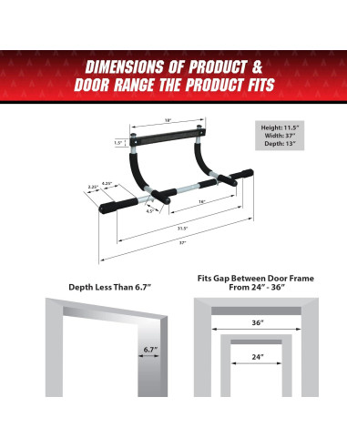 Barra de Dominadas Iron Gym Original Ajustable para Puerta