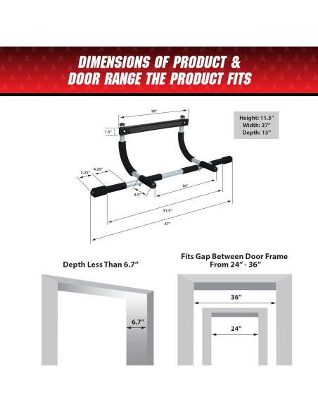 Barra de Dominadas Iron Gym Original Ajustable para Puerta