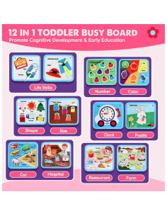 Tablero Ocupado Montessori Lehoo Castillo Rosa 12 en 1 2