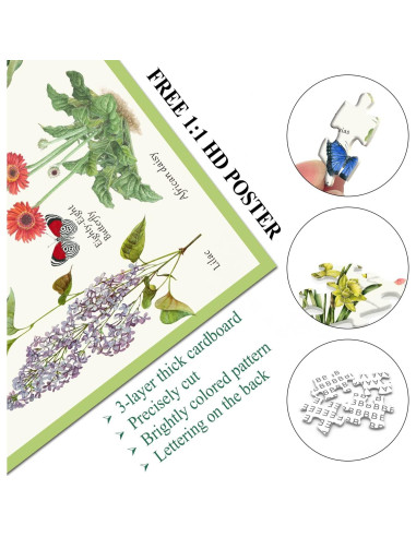 Rompecabezas Vintage de Flores 1000 Piezas PICKFORU 50x70cm