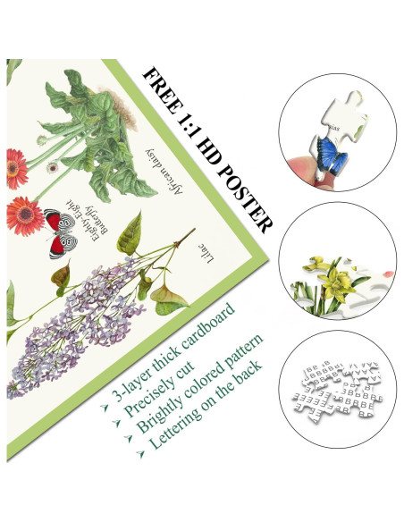 Rompecabezas Vintage de Flores 1000 Piezas PICKFORU 50x70cm