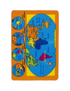 Alfombra de Área Colorida Mapa Mundial Champion Rugs 0.91x1.52m 2