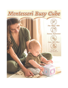 Cubos Ocupados 6 en 1 Kidific Rosa Juguete Montessori 1-3 Años 2