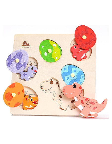 Rompecabezas de Madera Montessori GRINNNIE Dinosaurios 5 Huevos