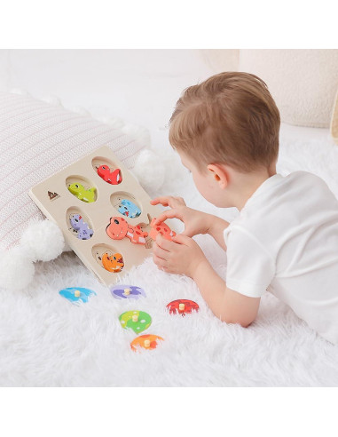 Rompecabezas de Madera Montessori GRINNNIE Dinosaurios 5 Huevos