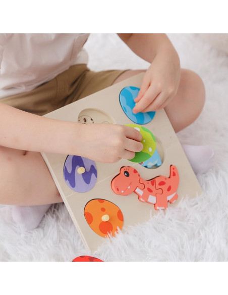Rompecabezas de Madera Montessori GRINNNIE Dinosaurios 5 Huevos