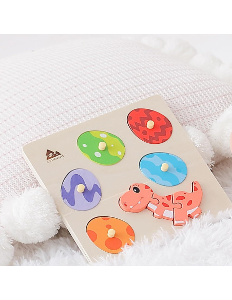 Rompecabezas de Madera Montessori GRINNNIE Dinosaurios 5 Huevos