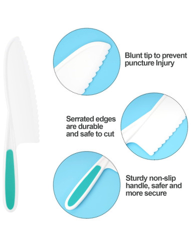 Set de cuchillos para niños DIKAKO 4 piezas con tabla de cortar