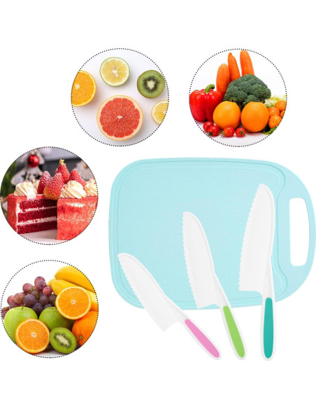 Set de cuchillos para niños DIKAKO 4 piezas con tabla de cortar