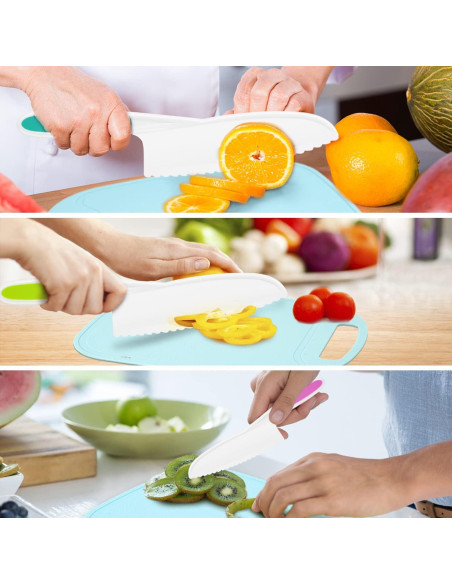 Set de cuchillos para niños DIKAKO 4 piezas con tabla de cortar