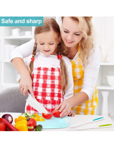 Set de cuchillos para niños DIKAKO 4 piezas con tabla de cortar