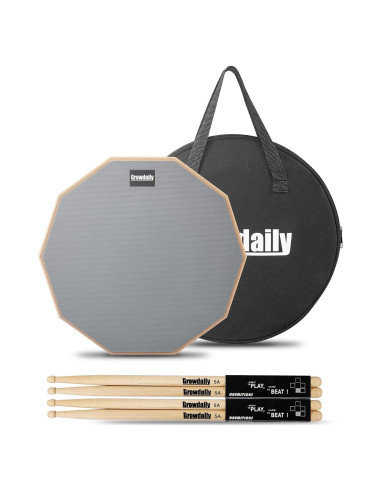 Pad de práctica de batería GrowDaily 12" con baquetas y bolsa