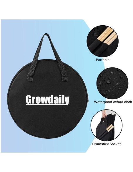 Pad de práctica de batería GrowDaily 12" con baquetas y bolsa