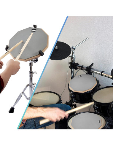 Pad de práctica de batería GrowDaily 12" con baquetas y bolsa