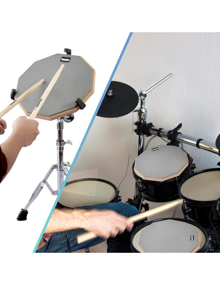 Pad de práctica de batería GrowDaily 12" con baquetas y bolsa