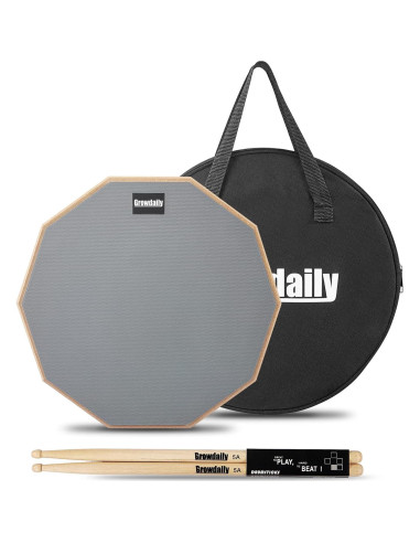 Pad de práctica de batería GrowDaily 12" con baquetas y bolsa