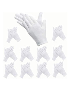 Guantes de Algodón Blancos ADOPLX 24 Pcs Talla Mediana