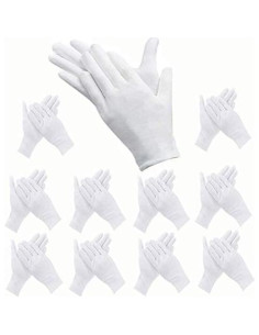 Guantes de Algodón Blancos ADOPLX 24 Pcs Talla Mediana 2