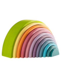 Juguete de Apilamiento Arcoíris MerryHeart - 12 Piezas de Madera