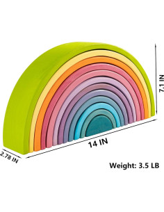 Juguete de Apilamiento Arcoíris MerryHeart - 12 Piezas de Madera 2