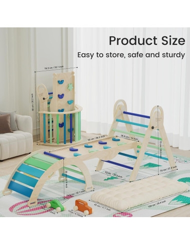 Conjunto de Escalada Montessori Pikler con Cojín y Arco - 9 Modos