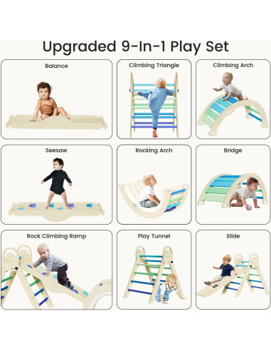 Conjunto de Escalada Montessori Pikler con Cojín y Arco - 9 Modos