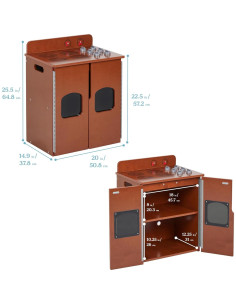 Cocina de Juguete ECR4Kids Estufa de Madera Nogal Oscuro 2