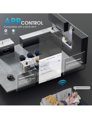 Robot Aspirador y Mopa SHELIKI D60S, Succión 4000Pa, WiFi