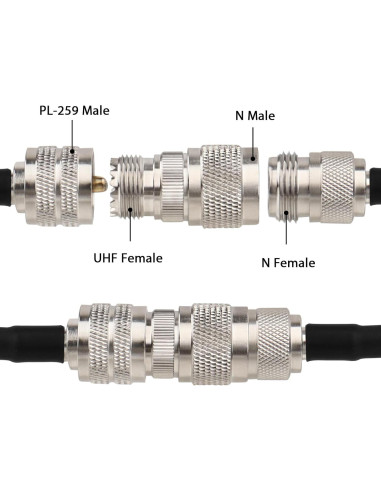 Adaptador N macho a UHF hembra SO-239 MOOKEERF - 2 Piezas