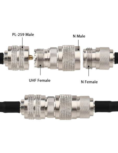 Adaptador N macho a UHF hembra SO-239 MOOKEERF - 2 Piezas