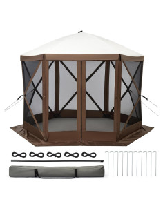 Carpa Gazebo Plegable PeacefulHues 3.81x3.81m Marrón