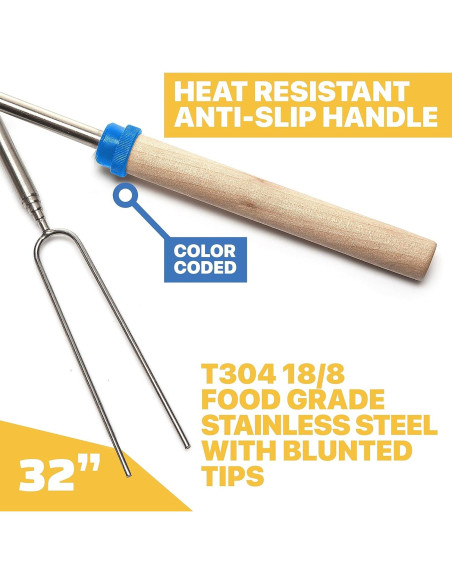 MalloMe Palos para S'mores 5FORKSET 81 cm Acero Inoxidable