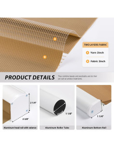 Cortina Zebra Sin Cuerda LazBlinds 56x183 cm Marrón 2