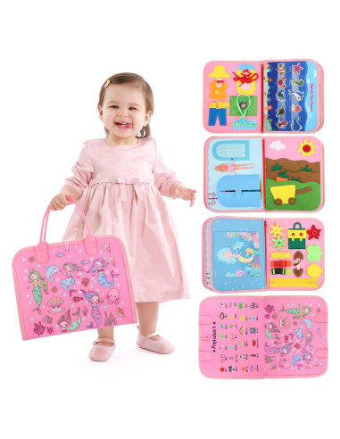 Tablero Ocupado Montessori Rosa Cuento de Hadas 27 Actividades