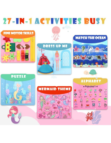 Tablero Ocupado Montessori Rosa Cuento de Hadas 27 Actividades