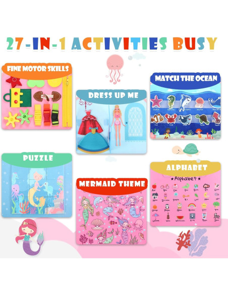 Tablero Ocupado Montessori Rosa Cuento de Hadas 27 Actividades