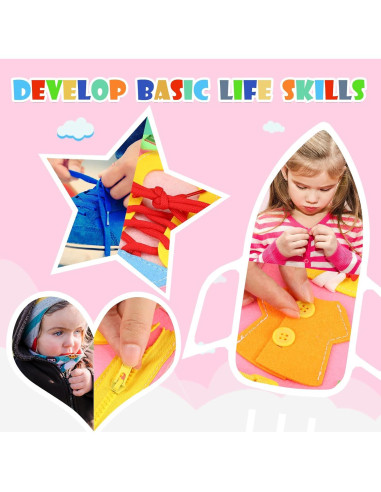 Tablero Ocupado Montessori Rosa Cuento de Hadas 27 Actividades