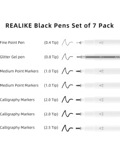 Juego de bolígrafos negros REALIKE para Cricut Joy - 7 piezas 2