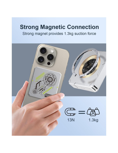 Cargador Portátil Inalámbrico MOXNICE 5000mAh 15W USB-C Plata