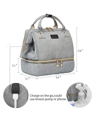 Bolsa para extractor de leche Gogoso gris, 25x24x17 cm