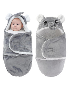 Manta de Envoltura con Capucha Winmany Elefante Gris 0-3 Meses