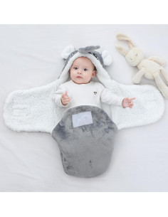 Manta de Envoltura con Capucha Winmany Elefante Gris 0-3 Meses 2