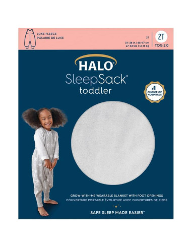 Saco de Dormir HALO Sleepsack Franela Luxe 12-24M Gris TOG 2.0